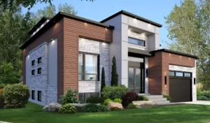 Plan de bungalow avec garage à droite