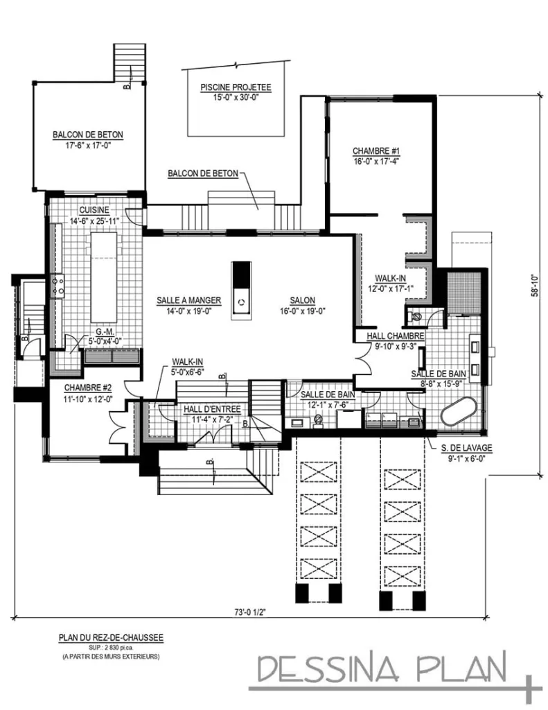 Plan de maison bungalow