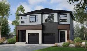 Plan de maisons jumelées avec garage