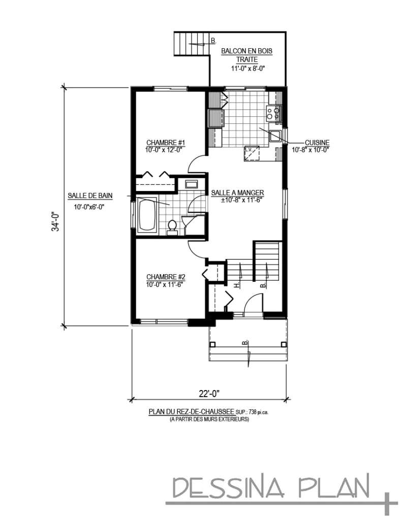 Plan de bungalow contemporain