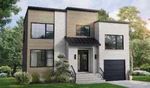 Plan de cottage avec garage et toit plat