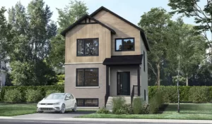 Plan de maison à étages avec 3 chambres