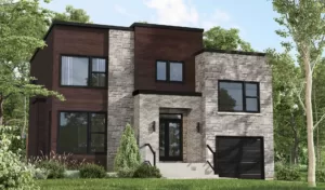 Plan de cottage avec garage et toit plat