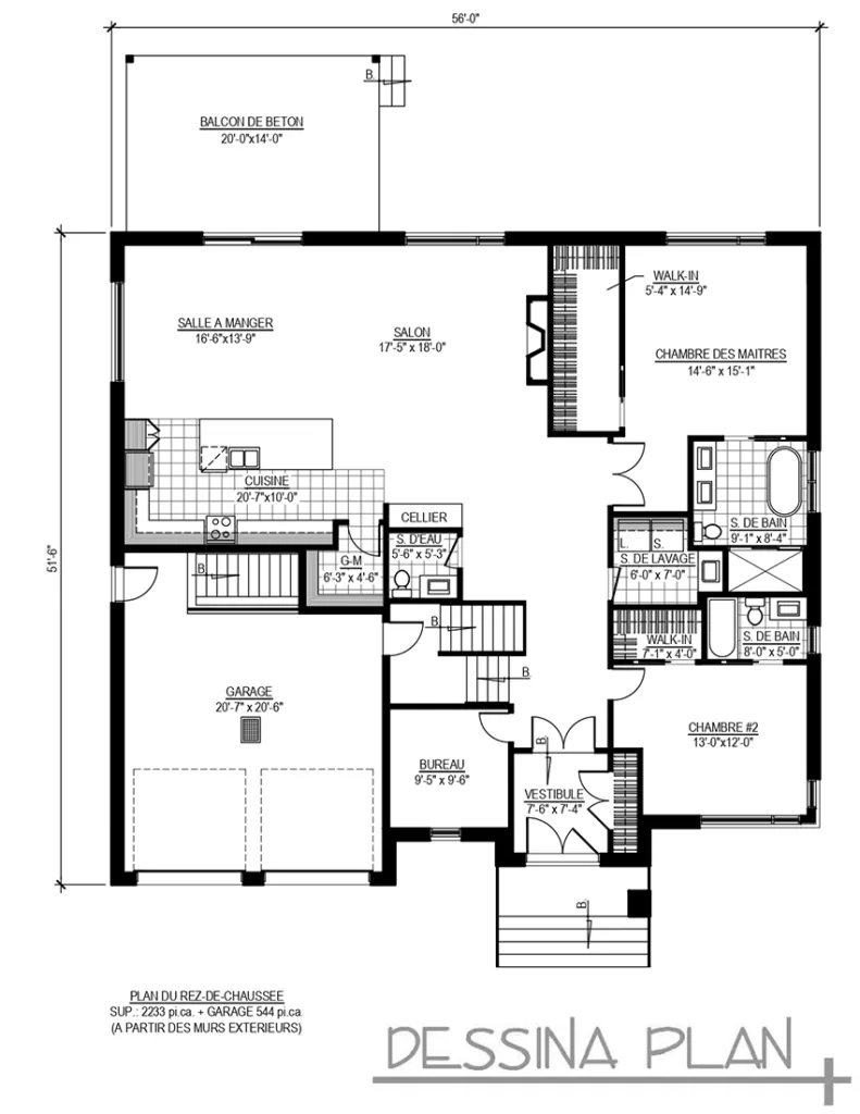 Plan de bungalow